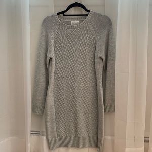 Francescas Gray Long Sleeve Cable Knit Sweater Dress Small S